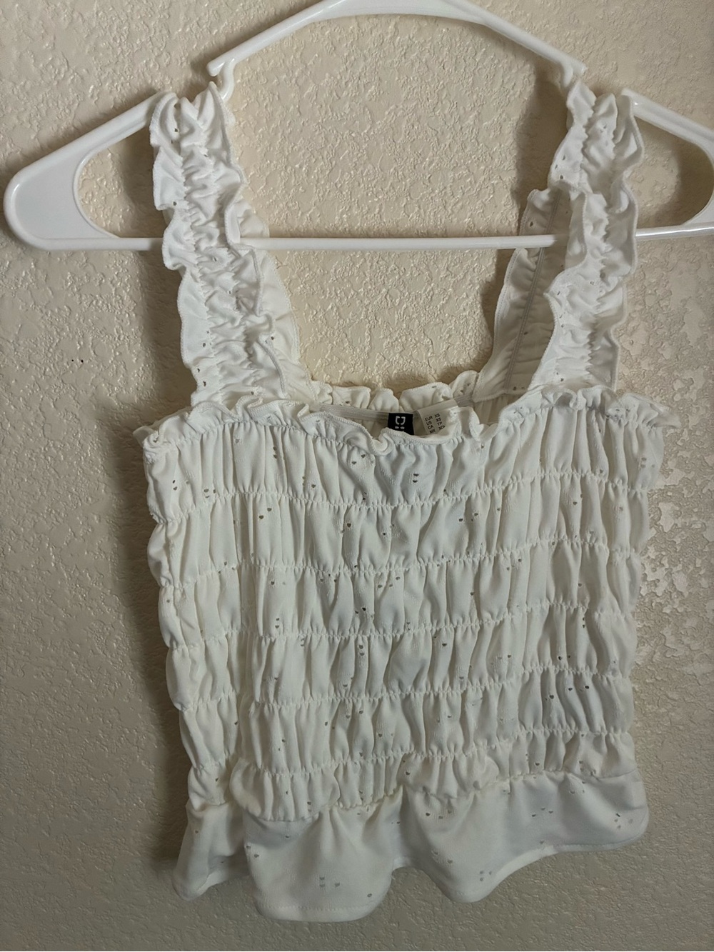 Ruffle Strap Tank Top - White